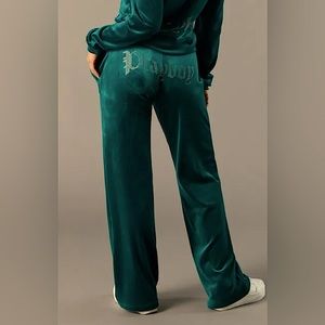 Brand new Flared playboy velour rhinestone track pants